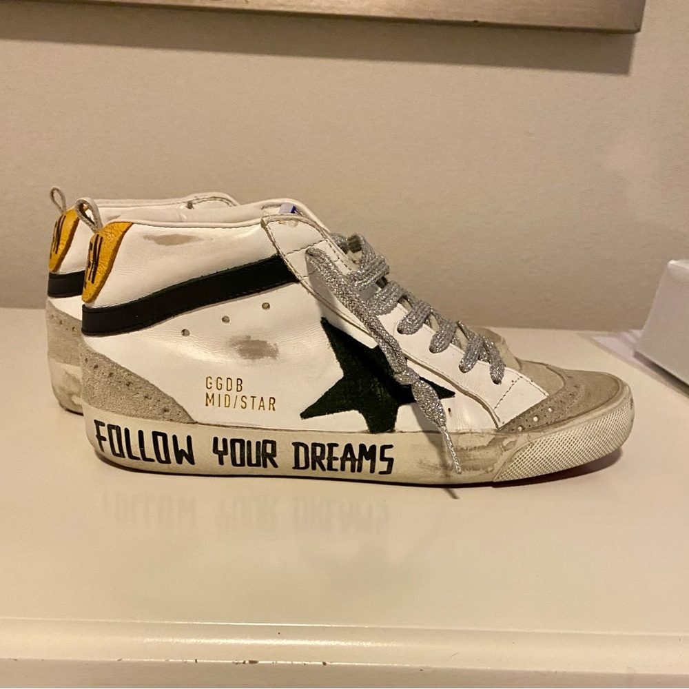 Golden Goose Mid-Star Sneakers Classic  - White, Black, and Gold